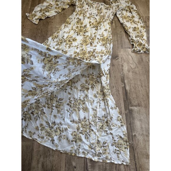 Free People Pastry Cream Floral Combo Maxi LS Dress XS Boho Flowy - Picture 4 of 4